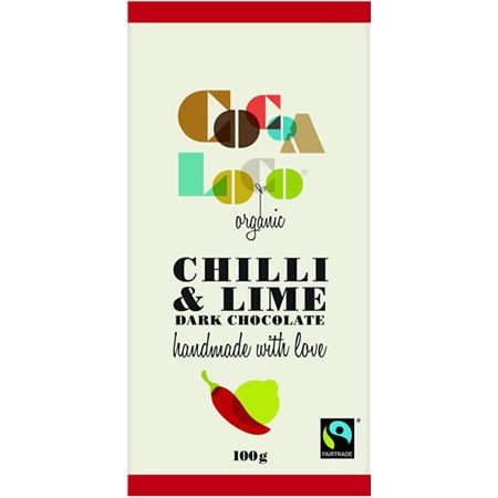 Cocoa Loco - Dark Choc, Chilli and Lime Bar (12x100g)